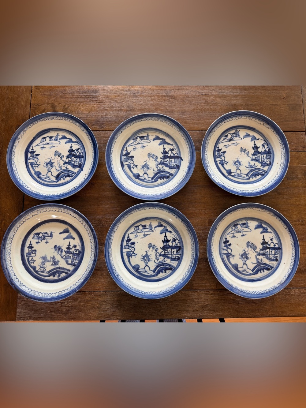 Antique Chinese Export Canton Plates - Set of 6